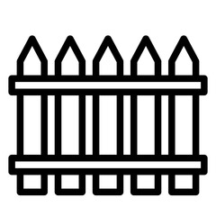 Wooden fence - icon, illustration on white background, outline style