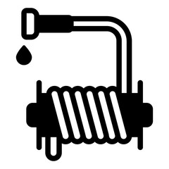 Irrigation hose wound on a reel - icon, illustration on white background, glyph style