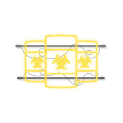 Barrels of biohazard waste, Radioactive waste neon icon on dark background. Vector stock illustration.