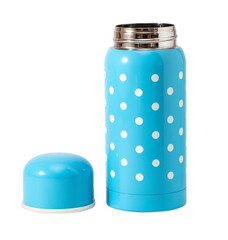 blue metal thermos with cup  isolated