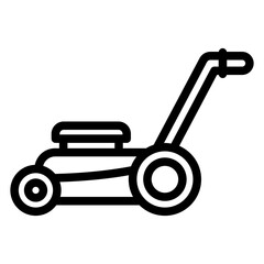 Gasoline lawn mower - icon, illustration on white background, outline style