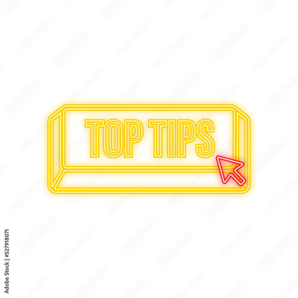 Poster push button with text top tips. vector illustration.