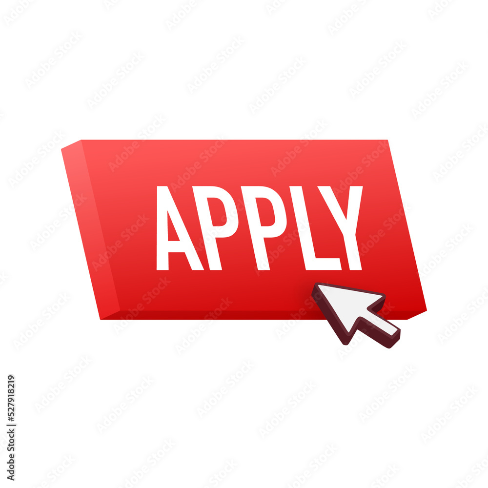 Aufkleber apply with cursor button. internet icon. pointer click icon. vector stock illustration.