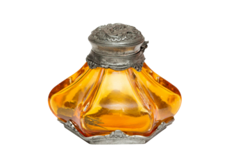 Ornate antique brass inkwell