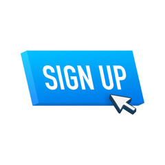 Blue sign up button in modern style. Business vector icon. Arrow icon.