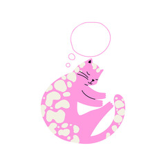 cat with a birthday crown. hand drawn vector children's illustration.