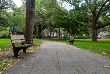 Forsythe Park in Savannah, Georgia, one of the city's most popular parks and attracts locals and...