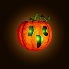 Halloween pumpkins smile and scary eyes.Eyes glowing inside pumpkin 3D rendering 