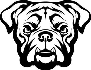 Hand drawn face of dog. Black and white vector illustration mascot art