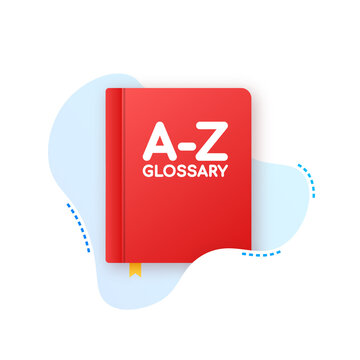Glossary Book. Badge with book. Dictionary icon. Vector stock illustration.