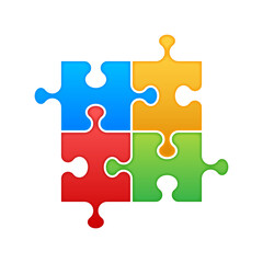 Jigsaw puzzle blank template or cutting guidelines. Vector illustration