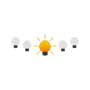 Flat idea for concept design. Lightbulb icon. Idea, solution, business, strategy concept. Vector stock illustration