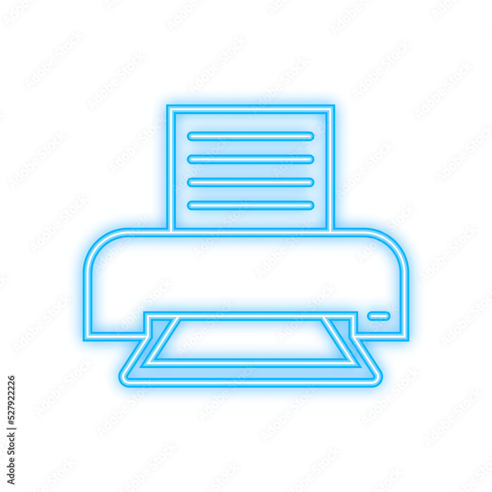 Poster flat printer icon. printer with paper a4 sheet and printed text document. vector illustration.