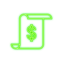 Money, finance and payments. Set outline web icon. Neon style. Vector illustration.