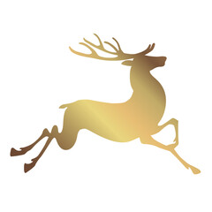 Silhouette of a wild deer jumping, with beautiful antlers. Black with a gradient. Vector illustration isolated on white background