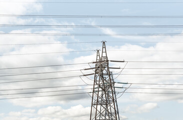 power grid lines to simulate electricity costs, inflation and energy shortage around the world. Infrastructure and technology concept.