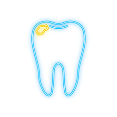 Teeth icon dentist neon icon. Healthy Teeth in hands. Human Teeth. Vector illustration