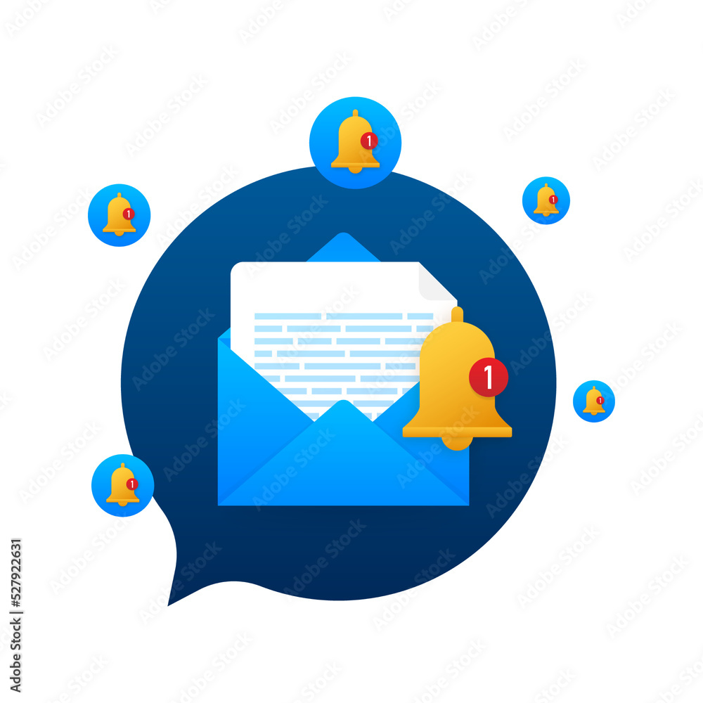 Aufkleber enable reminder notification. email notification. message alert. vector stock illustration.