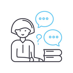 lesson line icon, outline symbol, vector illustration, concept sign