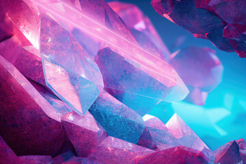 Abstract 3d illustration with sharp crystalized shapes, futuristic, purple & blue colors
