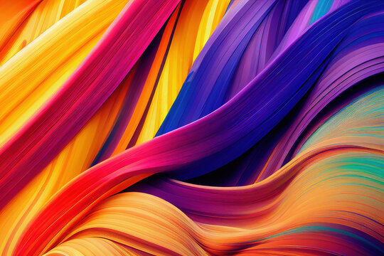 Abstract colorful wavy background, bright color motion, 3d illustration