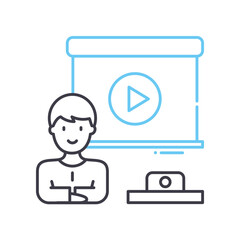 lecture line icon, outline symbol, vector illustration, concept sign