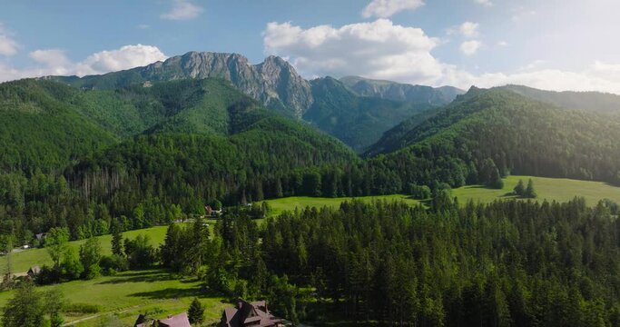Aerial view of Zakopane in Tatra mountains - beautiful landscape in summer. Poland