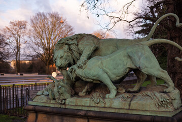 Lions statue in park in Copenhagen