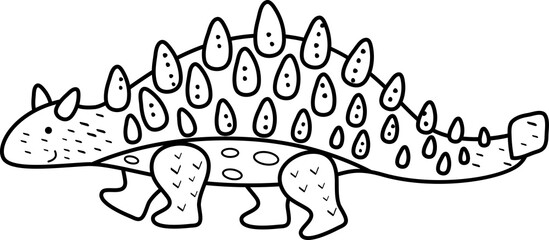 Cute doodle style dinosaur illustration. Used for children's coloring books, banners, flyers.	