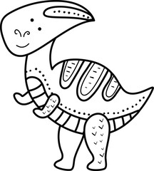 Cute doodle style dinosaur illustration. Used for children's coloring books, banners, flyers.	