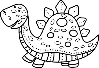 Cute doodle style dinosaur illustration. Used for children's coloring books, banners, flyers.	