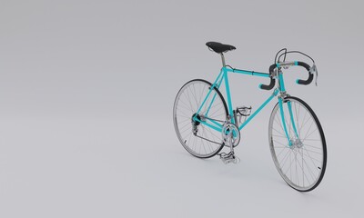 Naklejka na ściany i meble 3d illustration bicycle blue gray background , copy space, 3d rendering