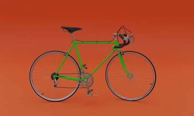 Fototapeta premium 3d illustration green bike red background 3d rendering