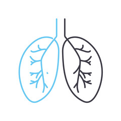 lungs line icon, outline symbol, vector illustration, concept sign