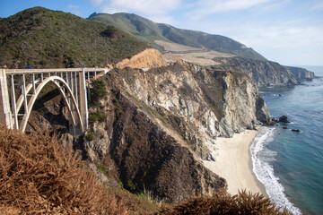 bridge over the river California beach ocean