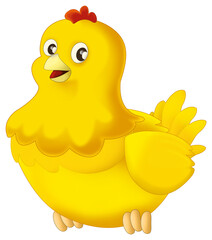 Cartoon happy farm ranch animal cheerful chicken isolated illustration for children
