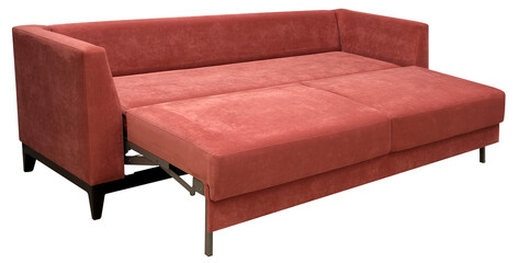 Sofa isolated on white background. Including clipping path. The sofa is laid out for sleep
