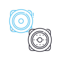 loudspeakers line icon, outline symbol, vector illustration, concept sign