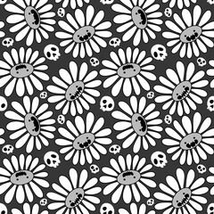 Cartoon flower Halloween seamless chamomile pattern for wrapping paper and kids clothes print and fabrics