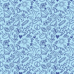 Chalkboard doodle cartoon seamless back to school pattern for kids clothes print and wrapping paper