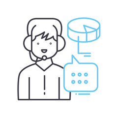 marketing consultant line icon, outline symbol, vector illustration, concept sign