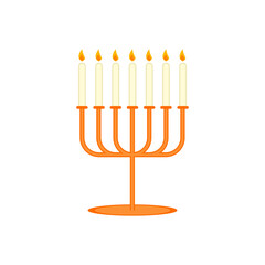 Hanukkah menorah vector icon isolated on white background.