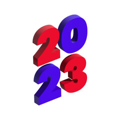 3D 2023 numbers vector, Isolated, White background