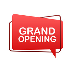 Megaphone label with grand opening. Megaphone banner. Web design. Vector stock illustration