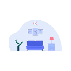 Home Modern colorful living room interior armchairs and Flat style vector illustration