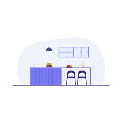 Modern interior background template kitchen counter food illustration