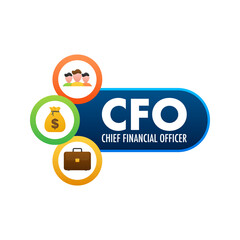 CFO - Chief Financial Officer. Senior manager responsible. Vector stock illustration.