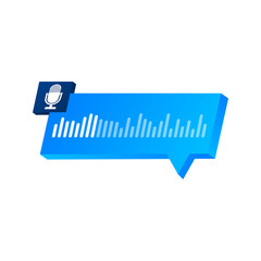 Voice, Record Audio message, speech bubble. Messenger chat screen. Vector stock illustration.