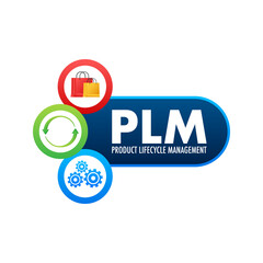 PLM - Product Lifecycle Management. Development strategy. Marketing materials. Vector illustration.