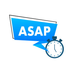 ASAP - As Soon As Possible. Online advertising. Vector illustration